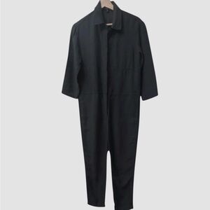NWOT James Perse Black Linen Viscose Utility Coverall Jumpsuit Sz 1 Minimalist